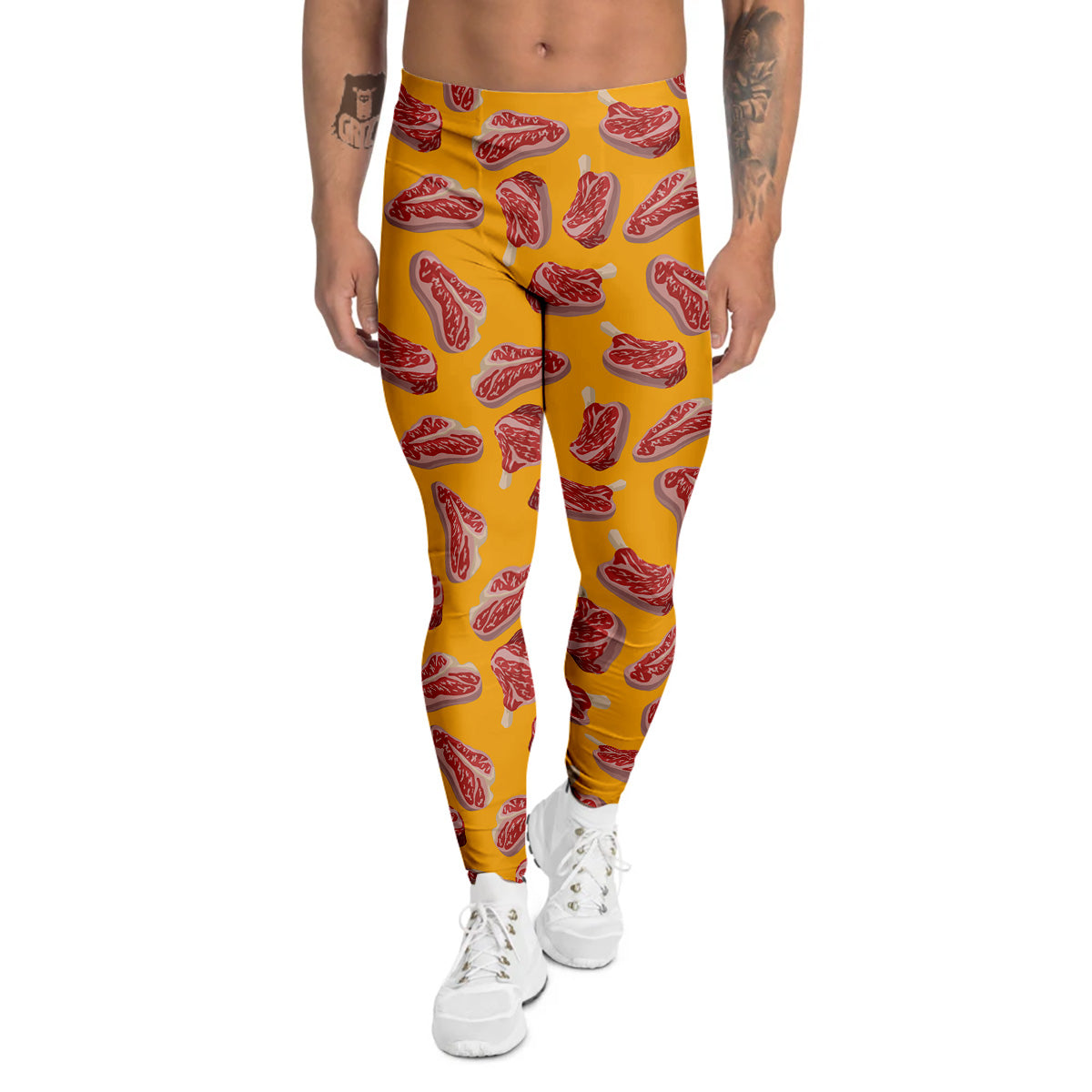 Beef Meat Steak Print Pattern Men's Leggings-grizzshop