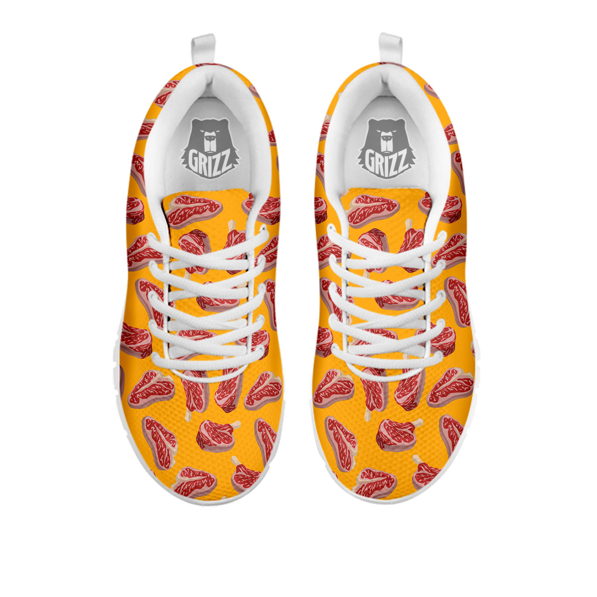 Beef Meat Steak Print Pattern White Sneaker-grizzshop