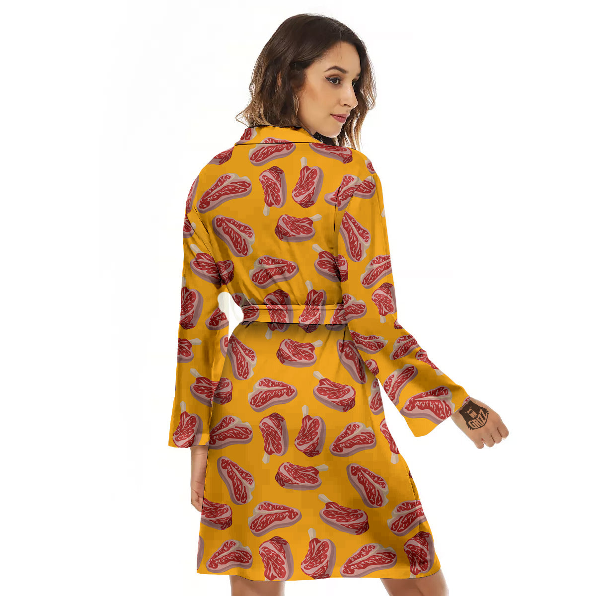 Beef Meat Steak Print Pattern Women's Robe-grizzshop