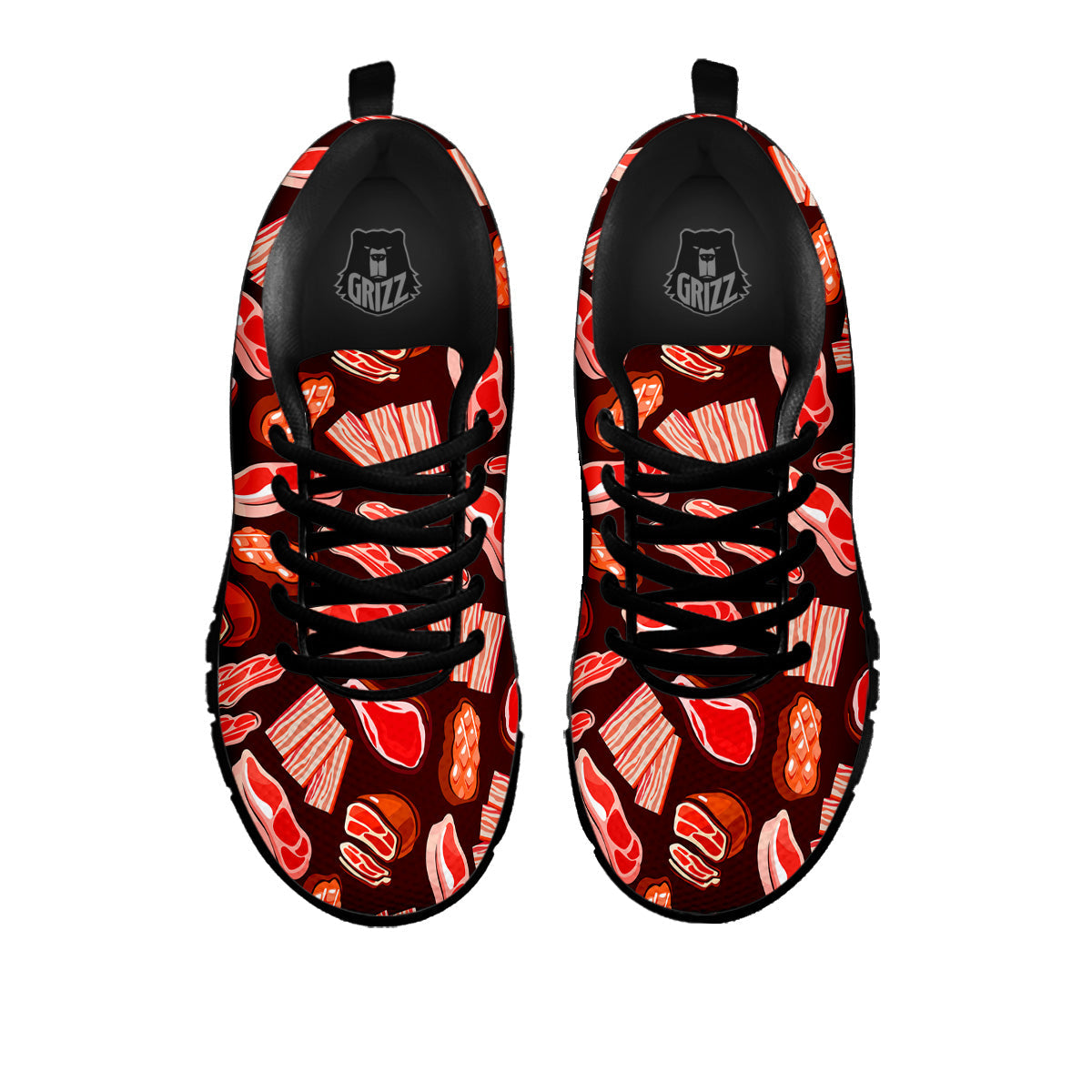 Beef Steaks Print Pattern Black Sneaker-grizzshop