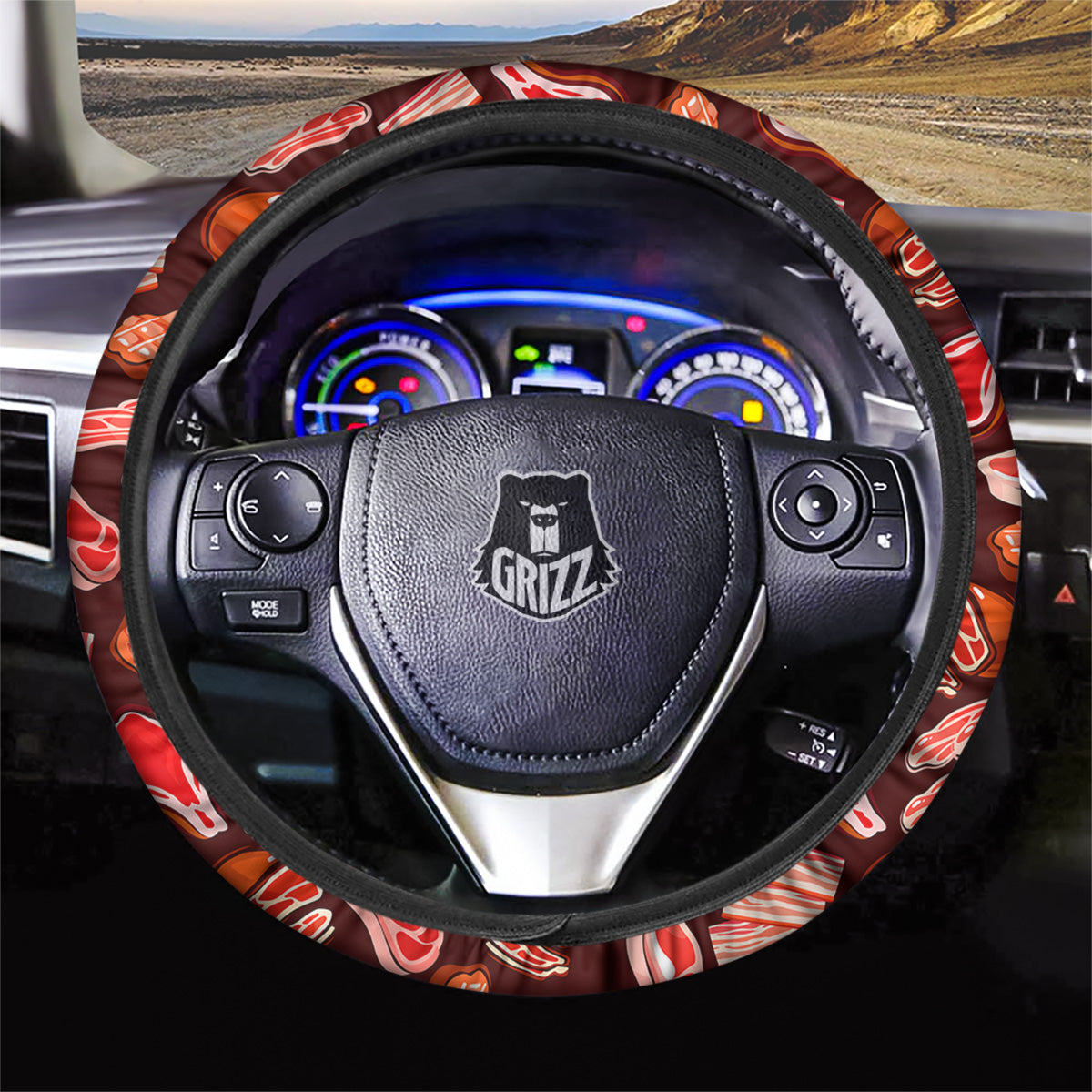 Beef Steaks Print Pattern Car Steering Wheel Cover-grizzshop