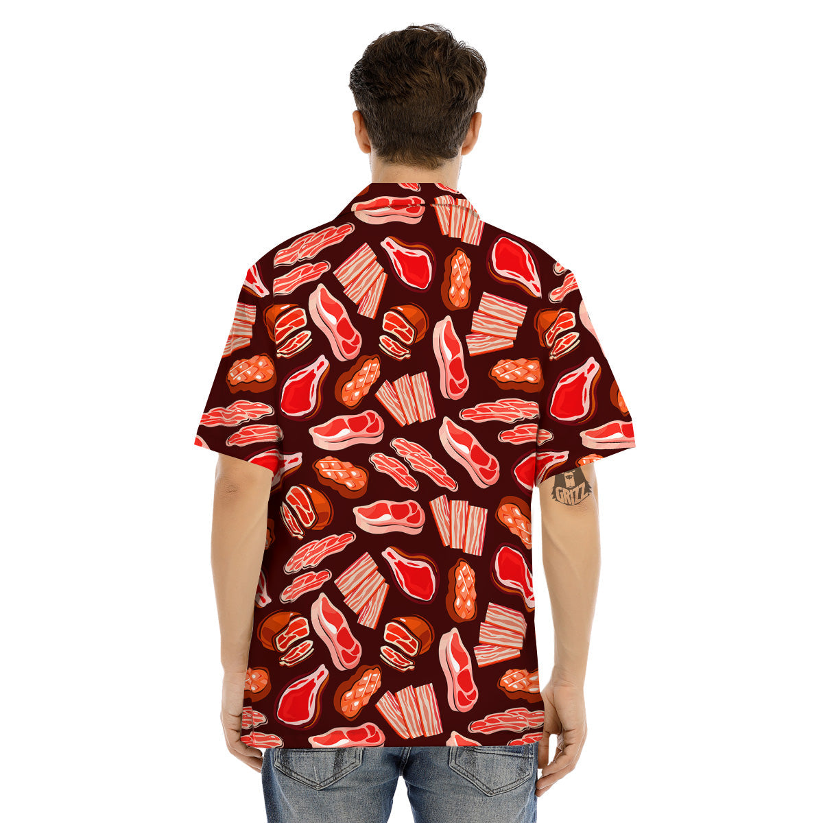 Beef Steaks Print Pattern Men's Hawaiian Shirt-grizzshop