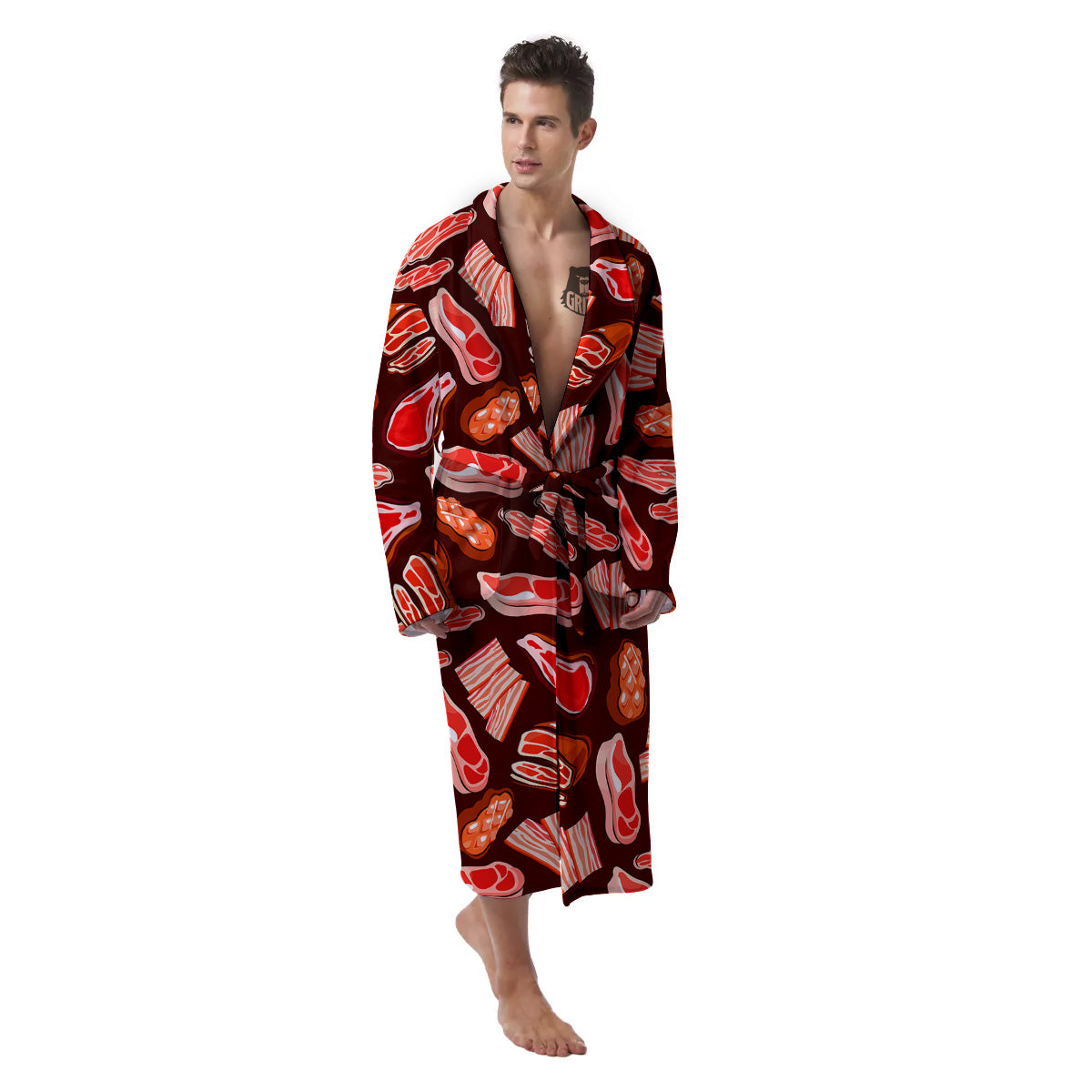 Beef Steaks Print Pattern Men's Robe-grizzshop