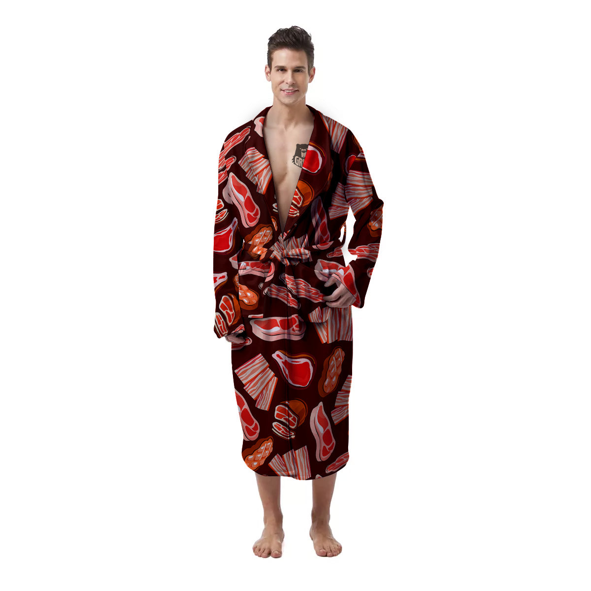 Beef Steaks Print Pattern Men's Robe-grizzshop