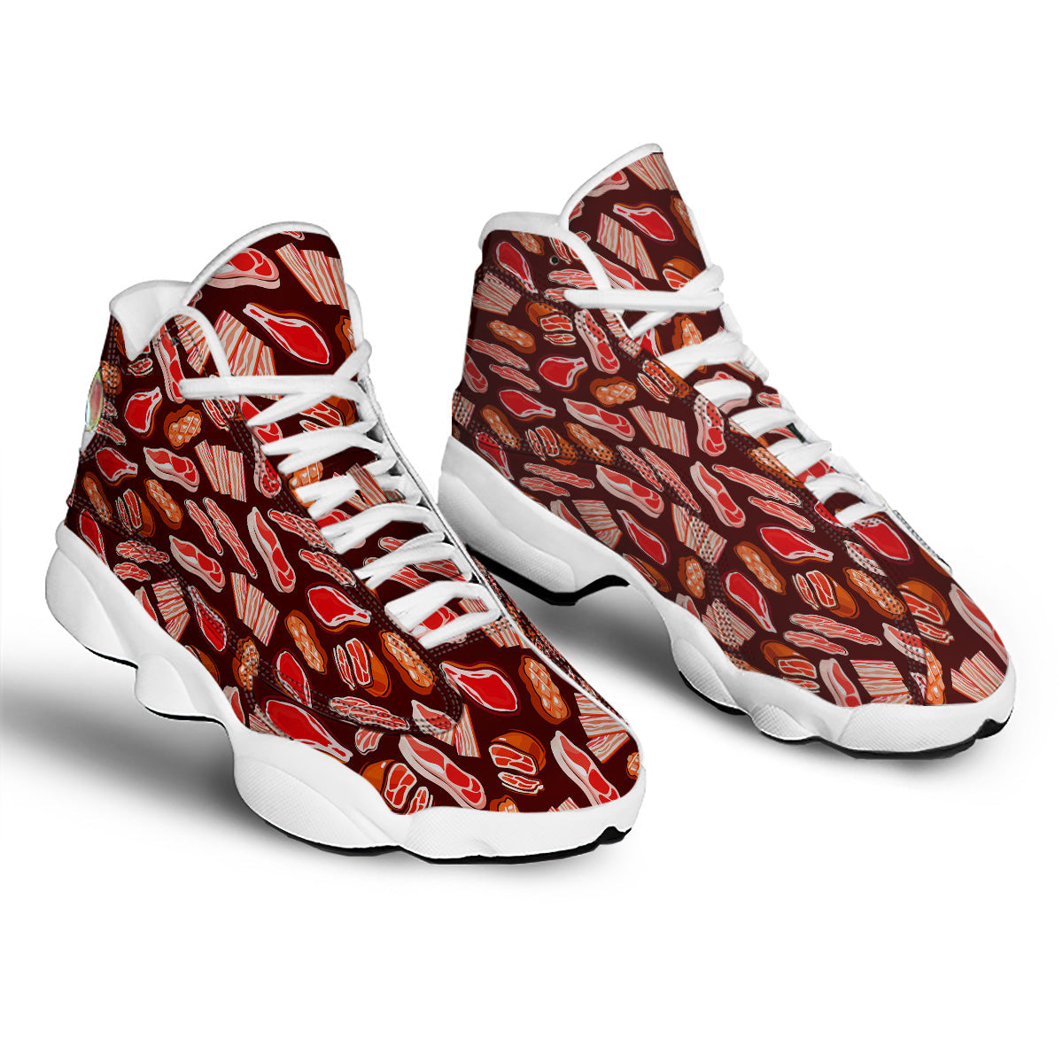 Beef Steaks Print Pattern White Basketball Shoes-grizzshop
