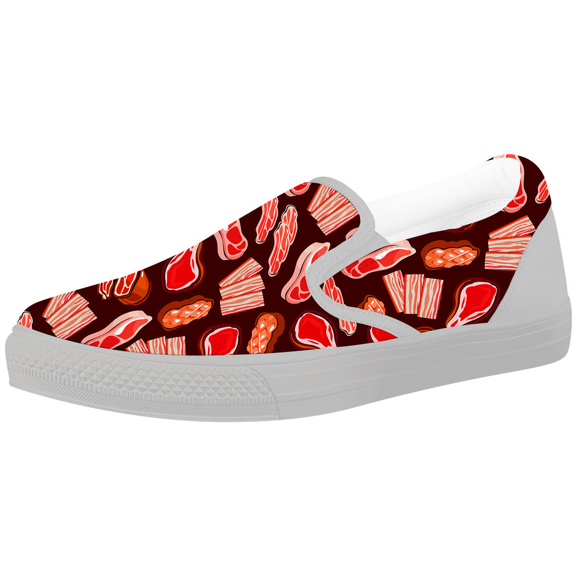 Beef Steaks Print Pattern White Slip On Shoes-grizzshop