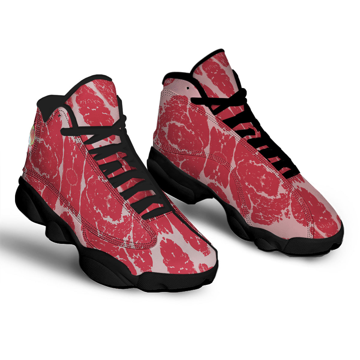 Beef Texture Print Pattern Black Basketball Shoes-grizzshop