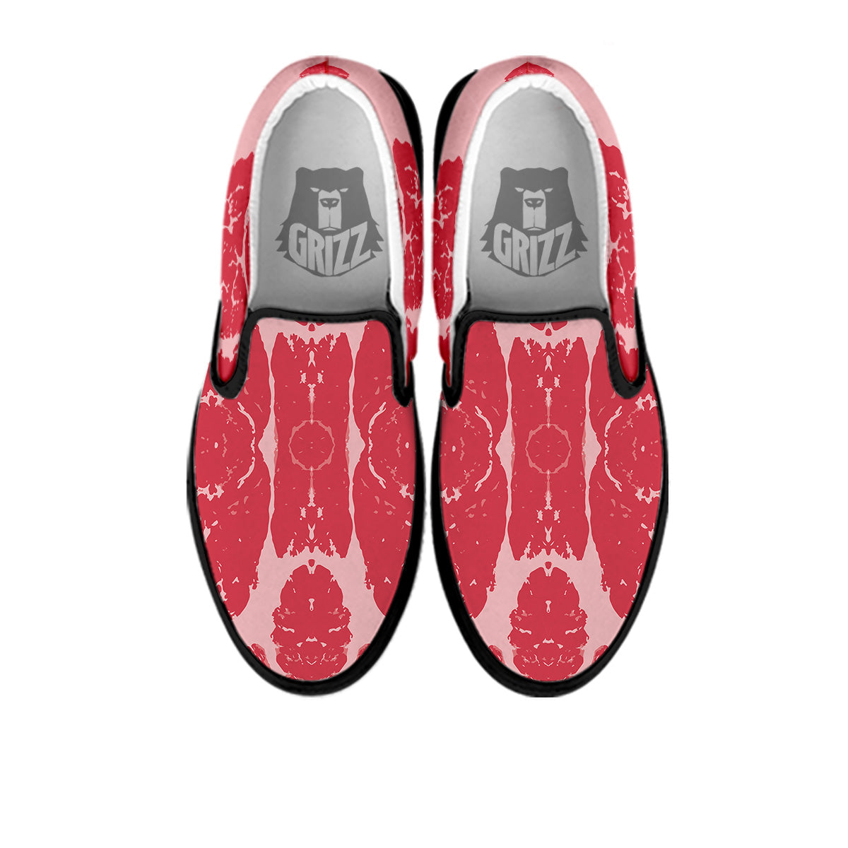 Beef Texture Print Pattern Black Slip On Shoes-grizzshop