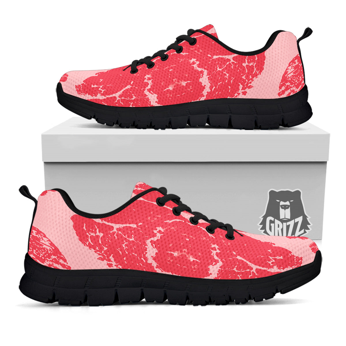 Beef Texture Print Pattern Black Sneaker-grizzshop