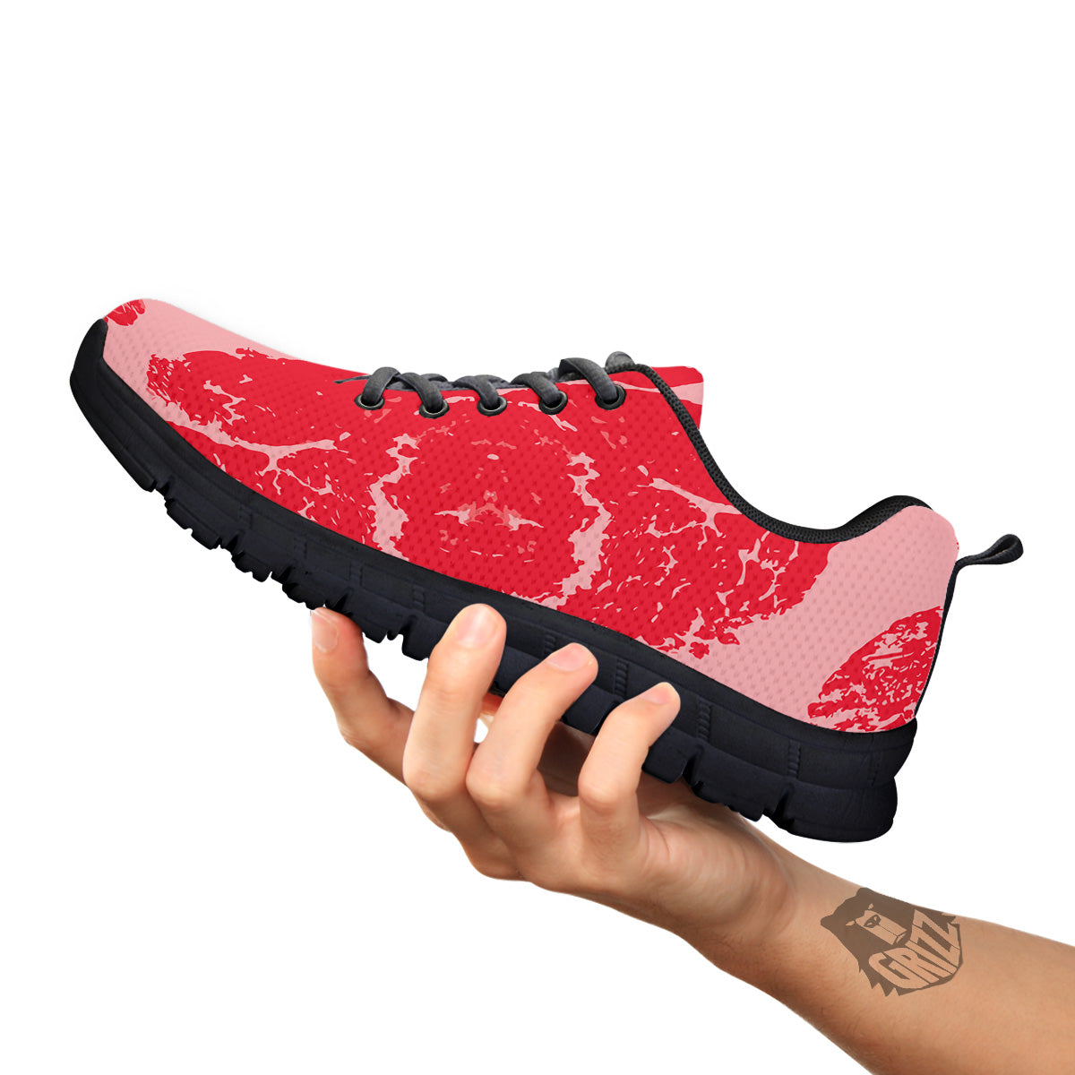 Beef Texture Print Pattern Black Sneaker-grizzshop