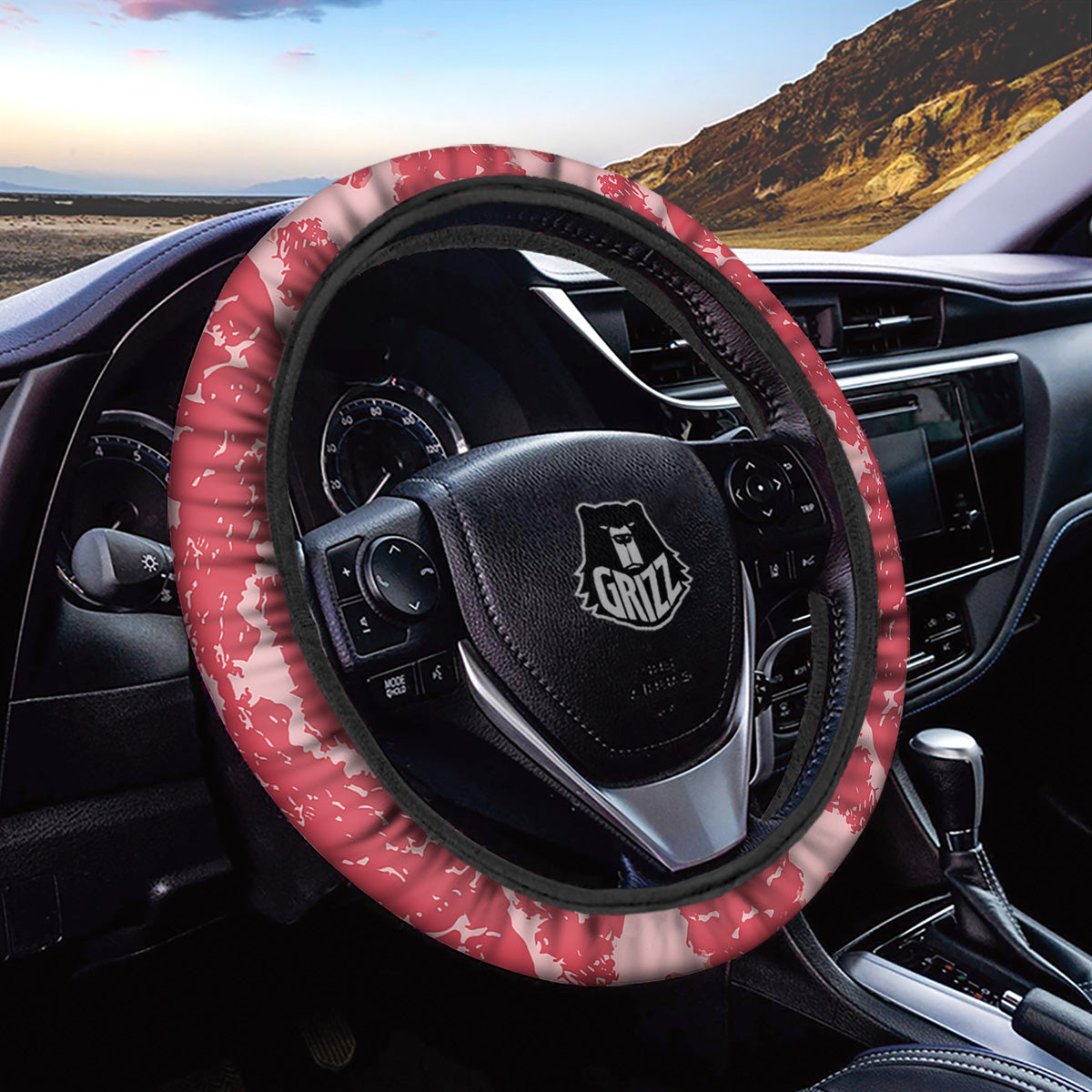 Beef Texture Print Pattern Car Steering Wheel Cover-grizzshop