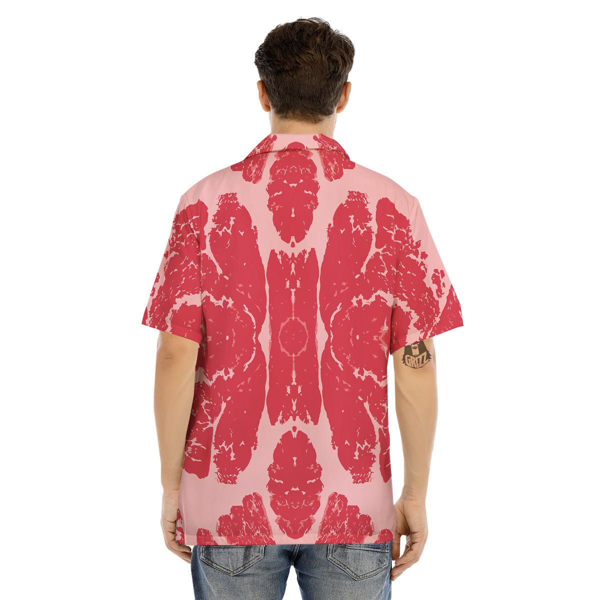 Beef Texture Print Pattern Men's Hawaiian Shirt-grizzshop