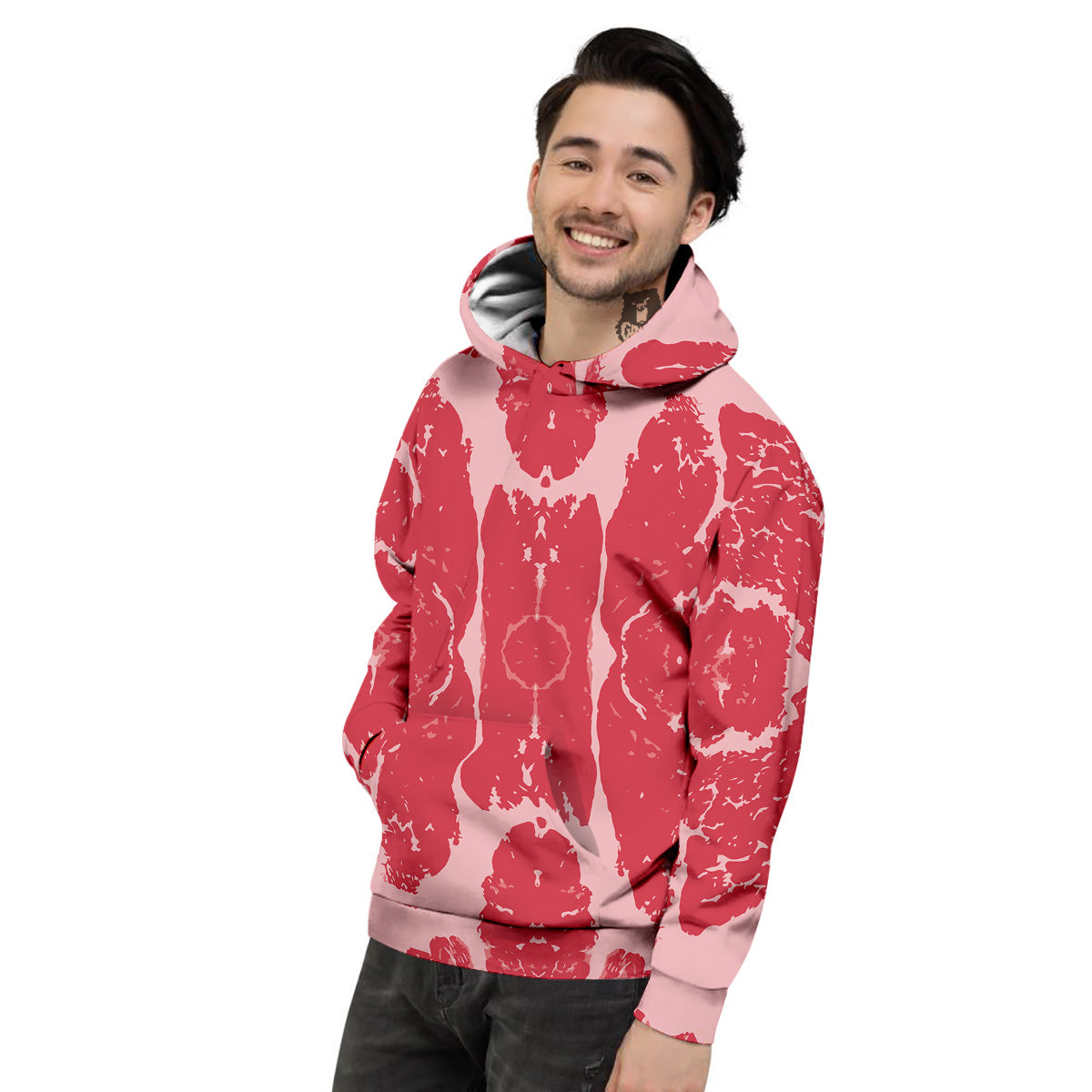 Beef Texture Print Pattern Men's Hoodie-grizzshop