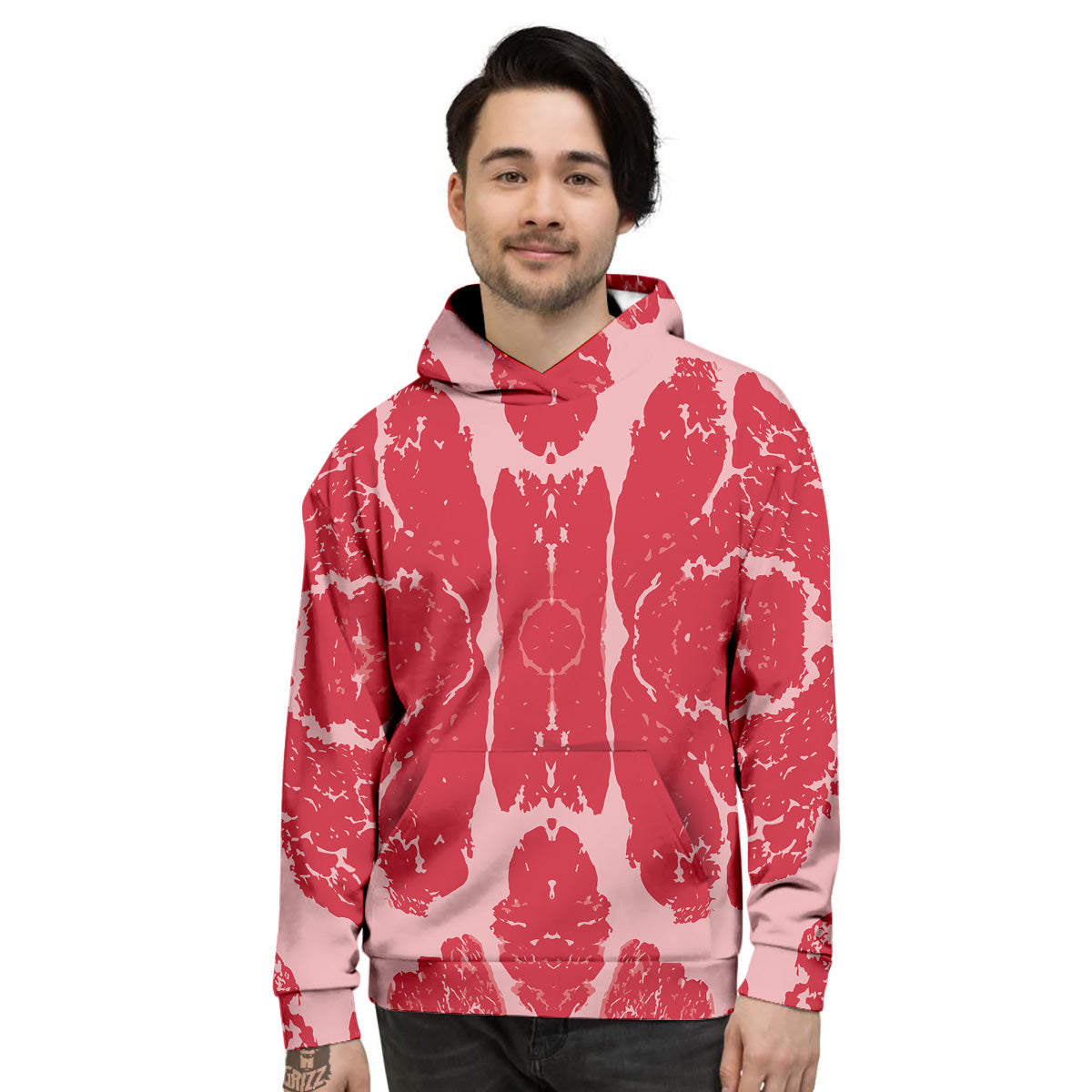 Beef Texture Print Pattern Men's Hoodie-grizzshop