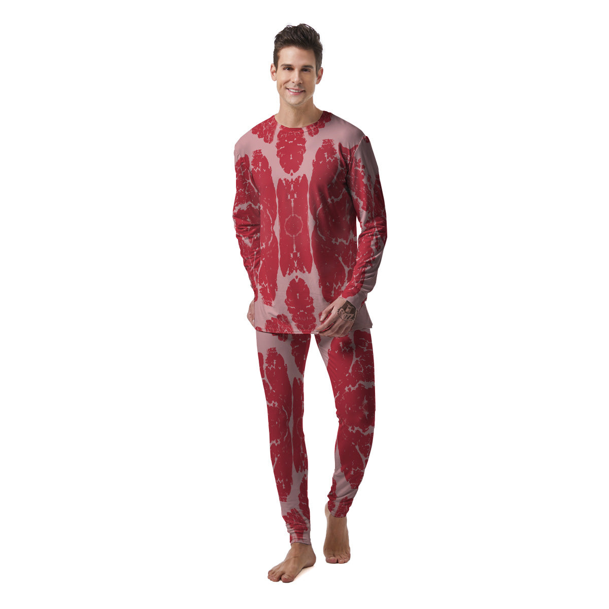 Beef Texture Print Pattern Men's Pajamas-grizzshop