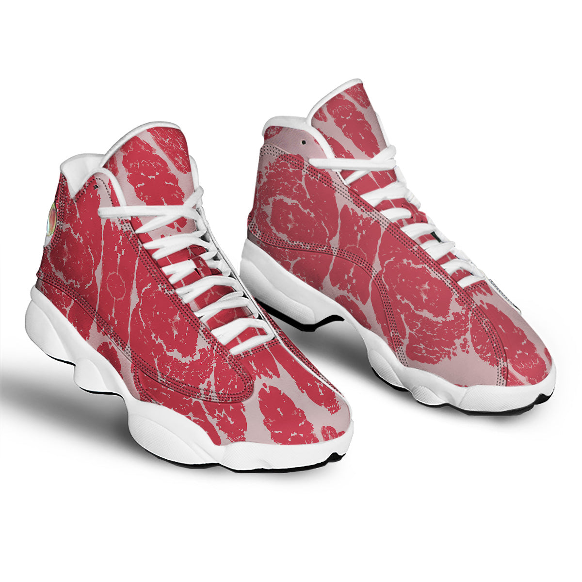 Beef Texture Print Pattern White Basketball Shoes-grizzshop