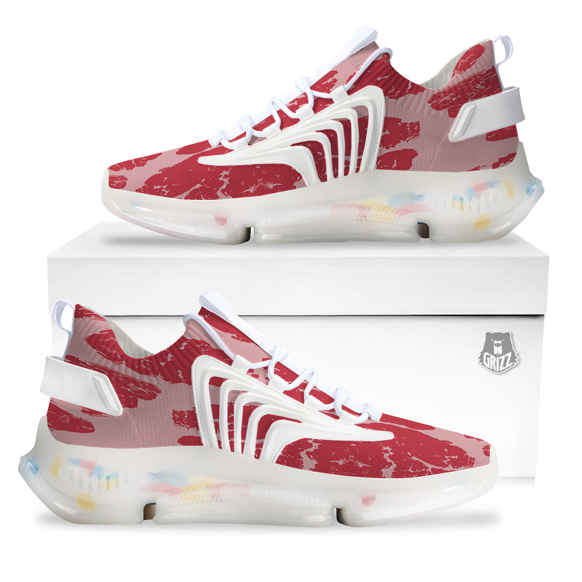 Beef Texture Print Pattern White Gym Shoes-grizzshop