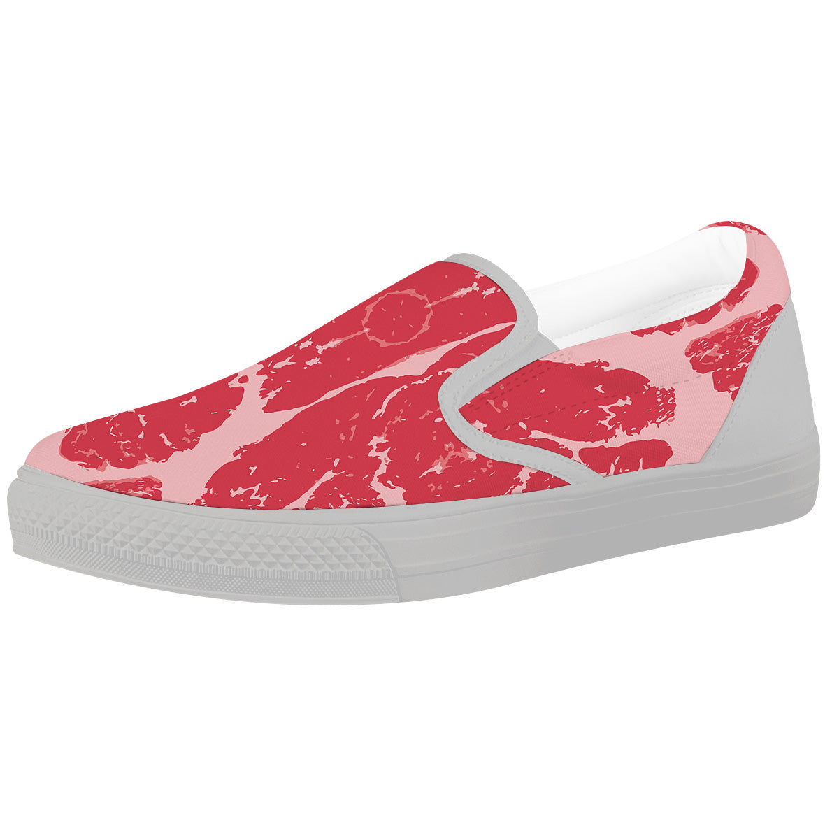 Beef Texture Print Pattern White Slip On Shoes-grizzshop