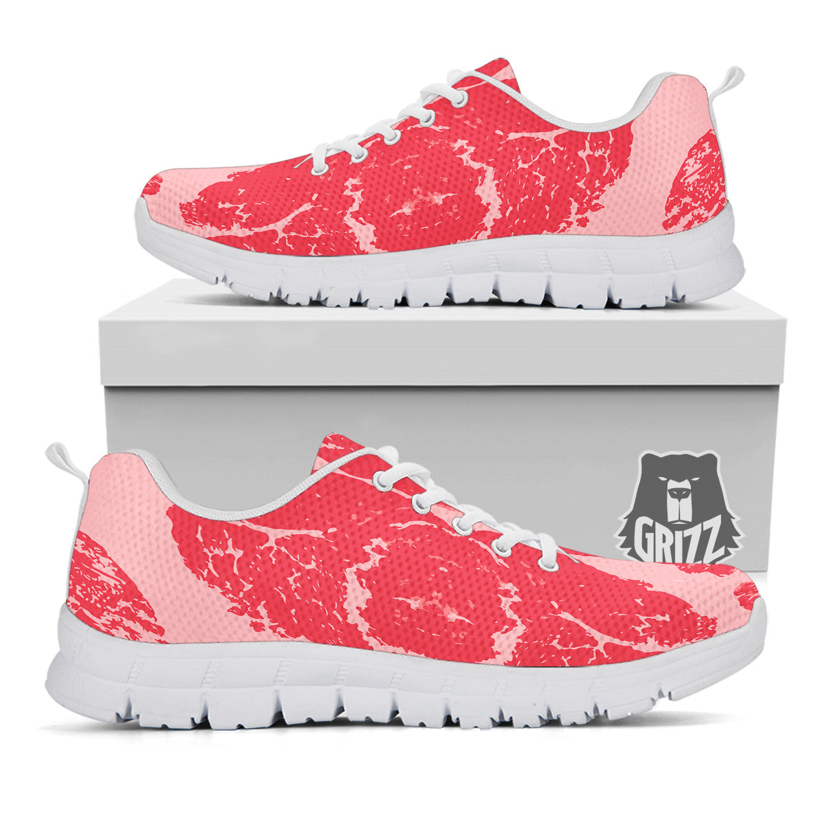 Beef Texture Print Pattern White Sneaker-grizzshop