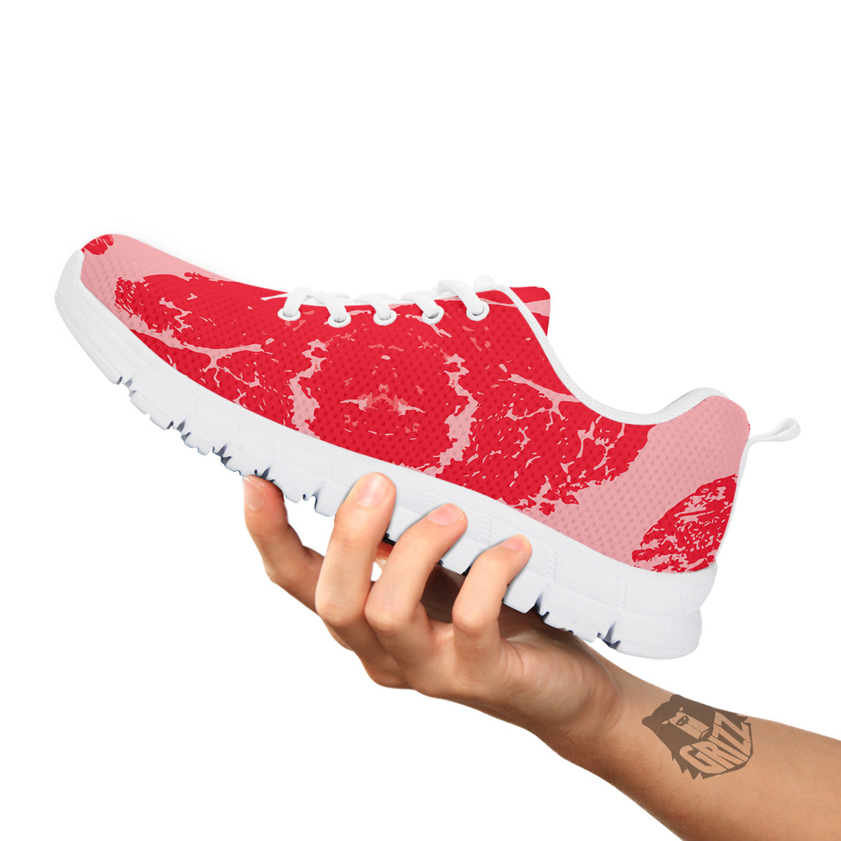 Beef Texture Print Pattern White Sneaker-grizzshop