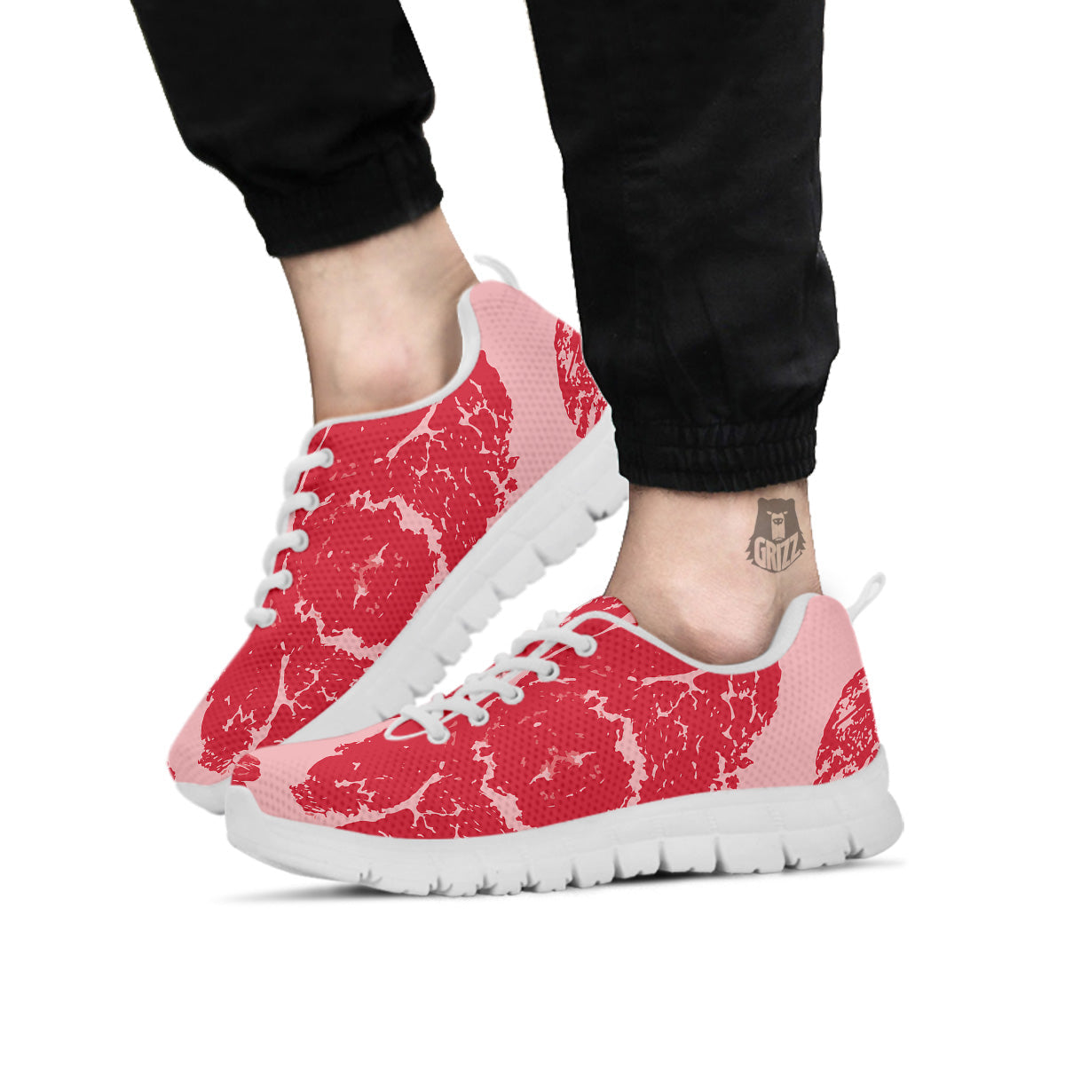 Beef Texture Print Pattern White Sneaker-grizzshop