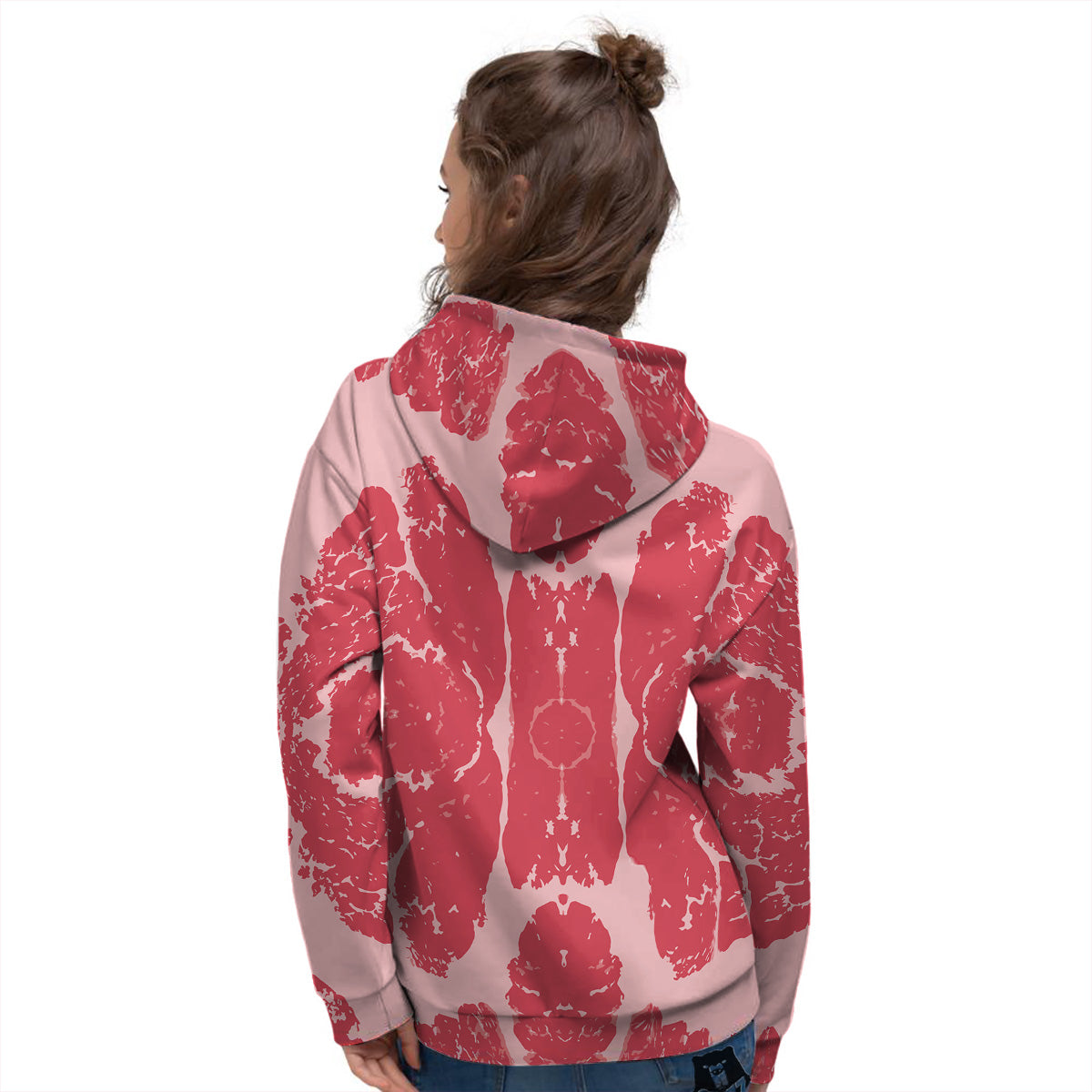 Beef Texture Print Pattern Women's Hoodie-grizzshop