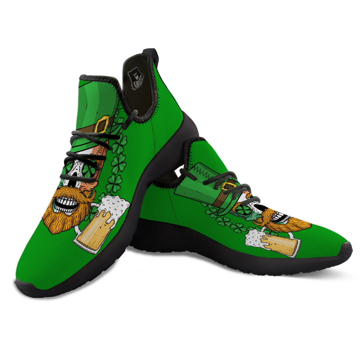 Beer And Clover St. Patrick's Day Print Black Athletic Shoes-grizzshop