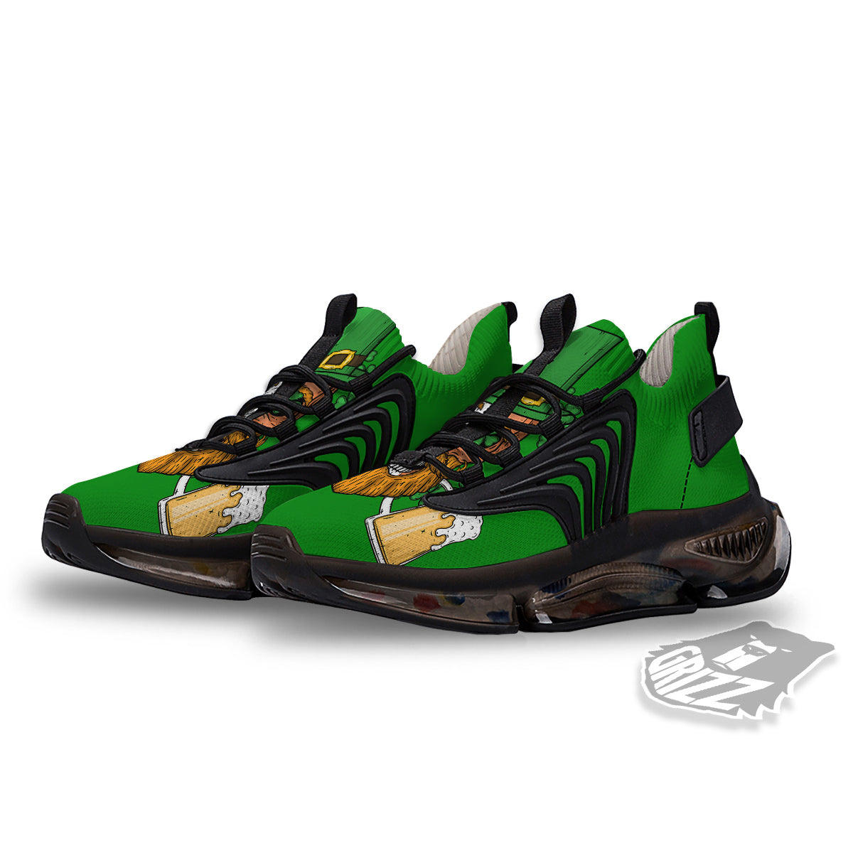 Beer And Clover St. Patrick's Day Print Black Gym Shoes-grizzshop