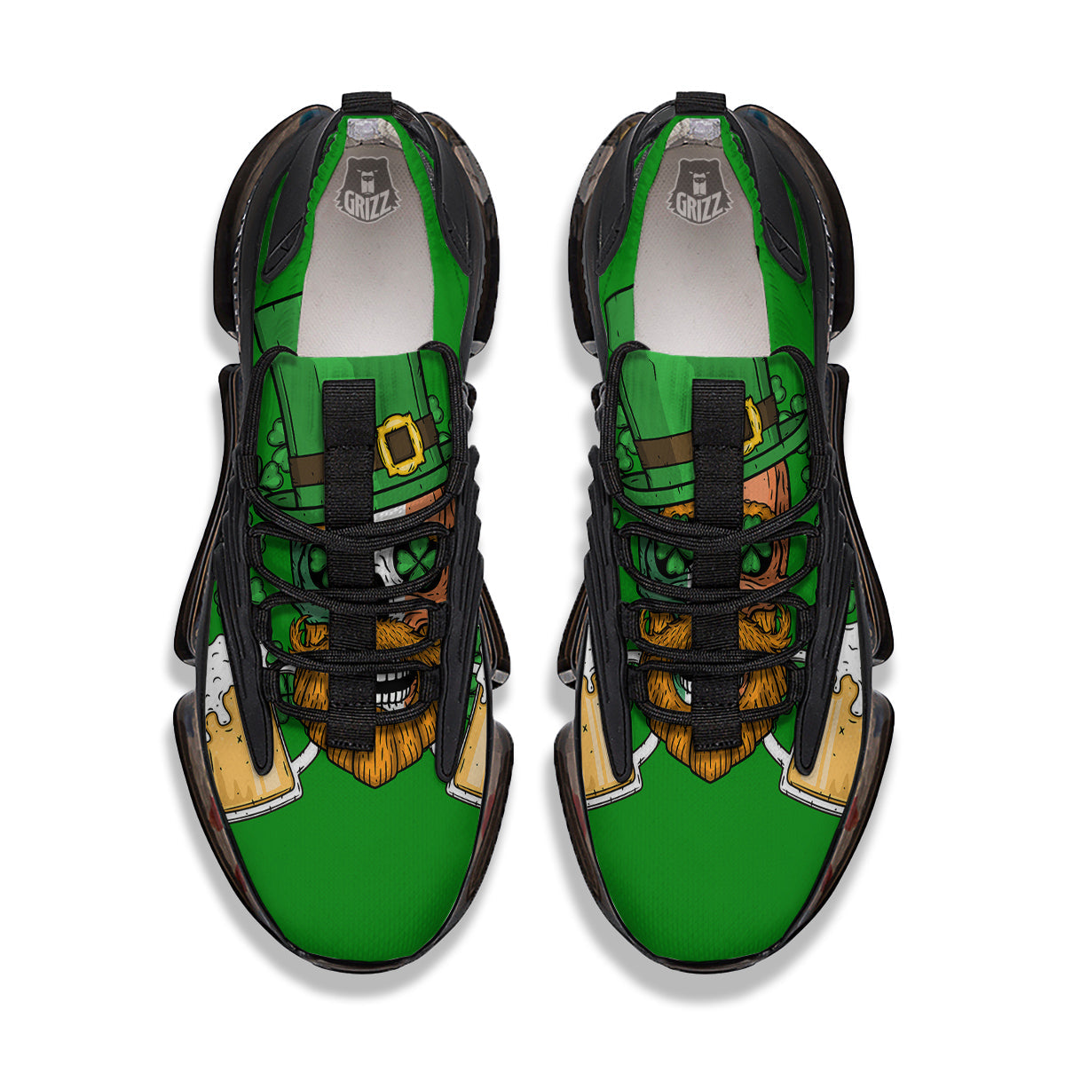 Beer And Clover St. Patrick's Day Print Black Gym Shoes-grizzshop