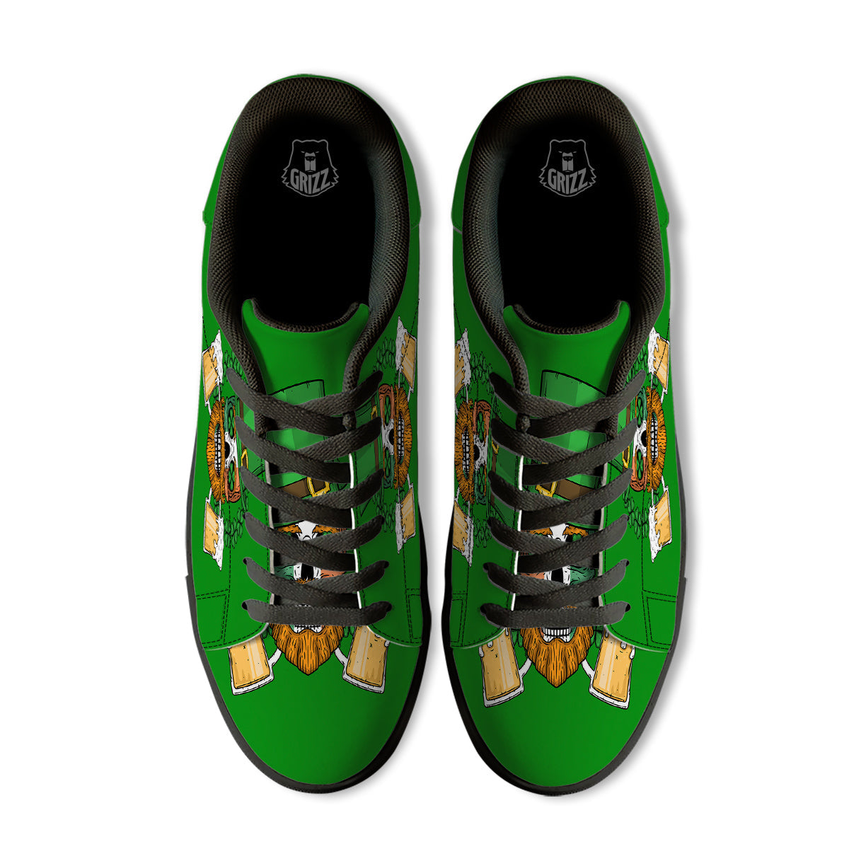 Beer And Clover St. Patrick's Day Print Black Low Top Sneakers-grizzshop