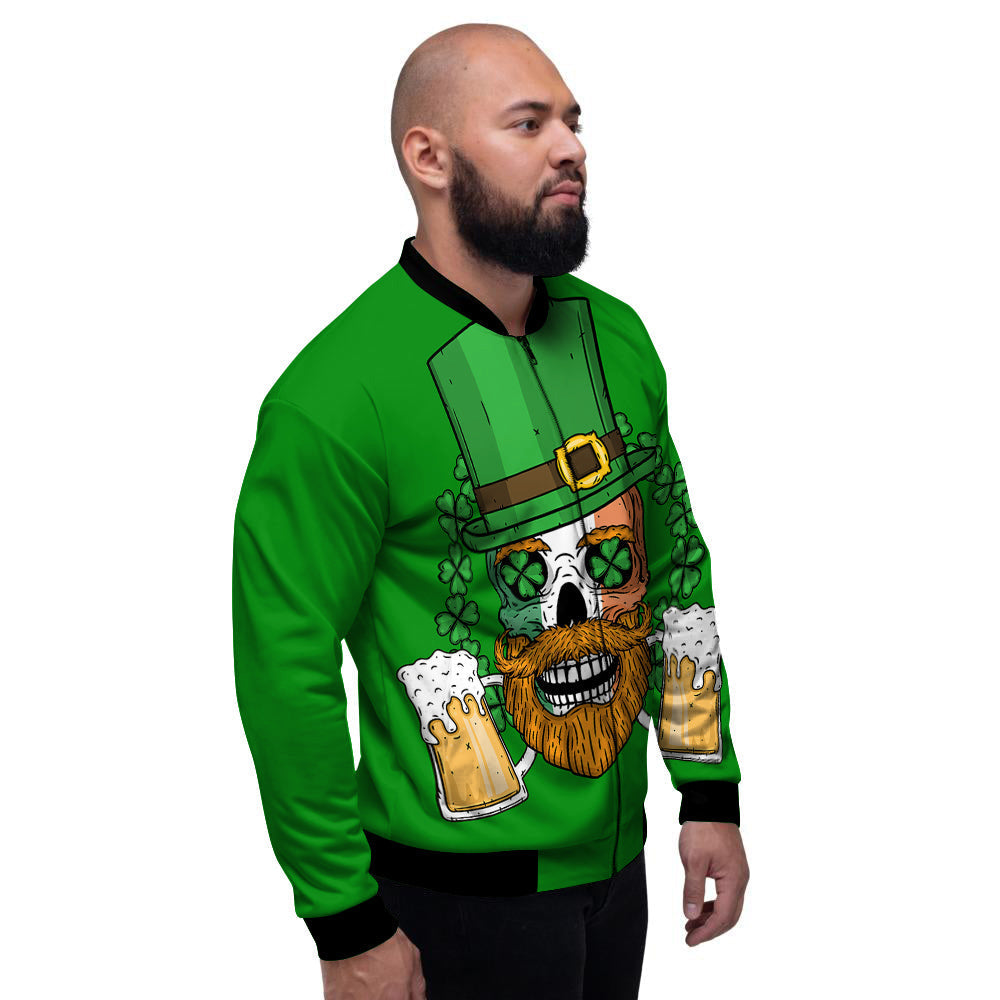 Beer And Clover St. Patrick's Day Print Men's Bomber Jacket-grizzshop