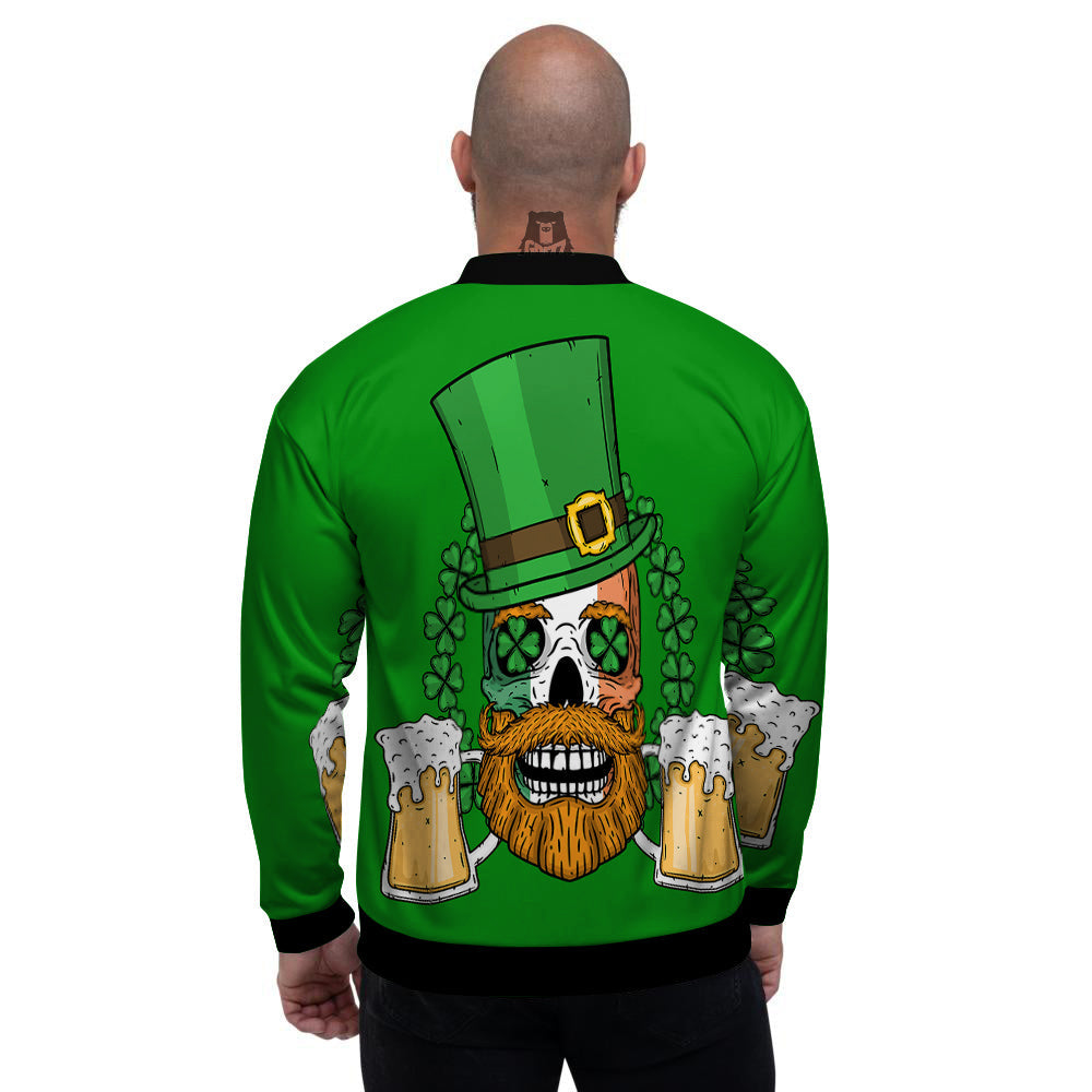 Beer And Clover St. Patrick's Day Print Men's Bomber Jacket-grizzshop