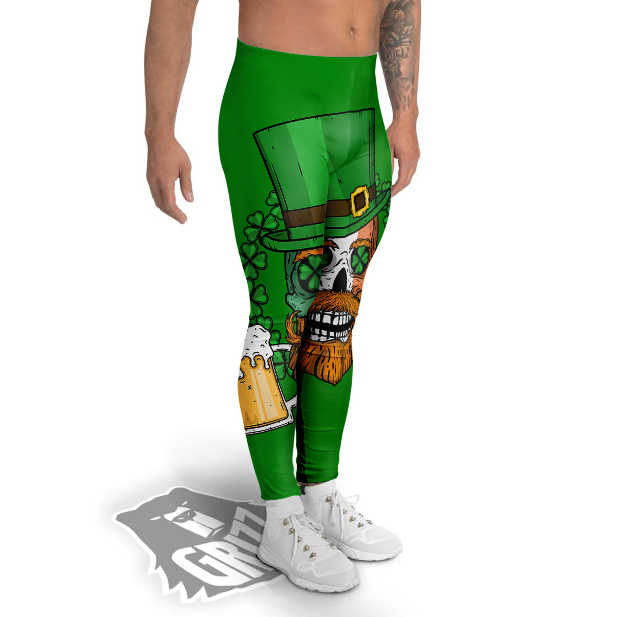 Beer And Clover St. Patrick's Day Print Men's Leggings-grizzshop