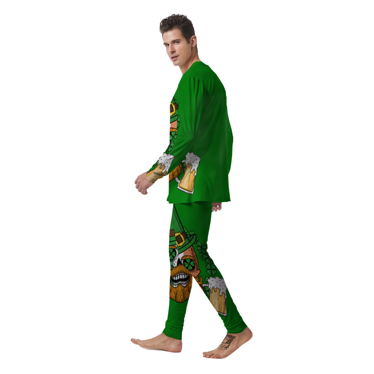 Beer And Clover St. Patrick's Day Print Men's Pajamas-grizzshop