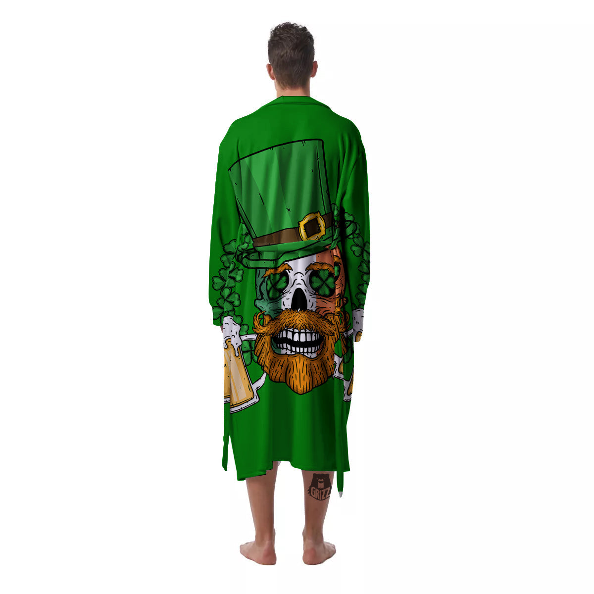 Beer And Clover St. Patrick's Day Print Men's Robe-grizzshop