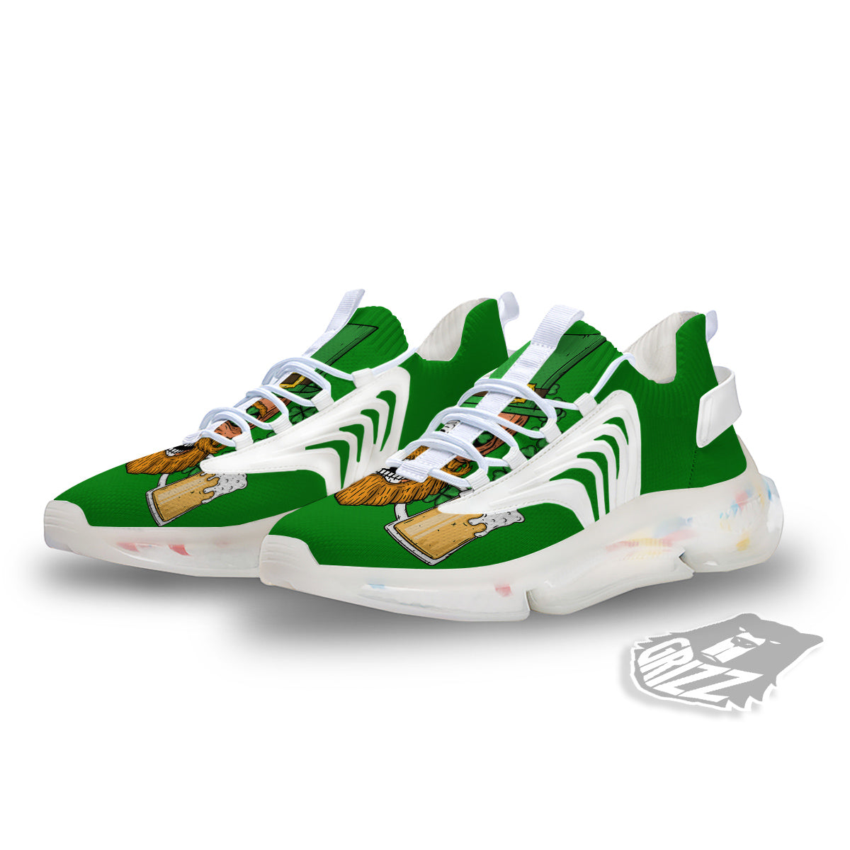 Beer And Clover St. Patrick's Day Print White Gym Shoes-grizzshop