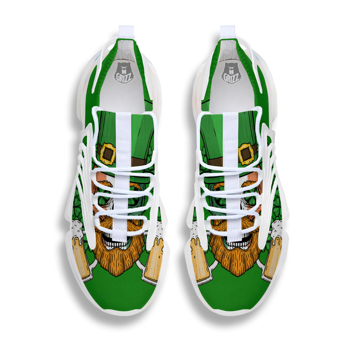 Beer And Clover St. Patrick's Day Print White Gym Shoes-grizzshop