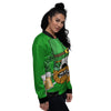 Beer And Clover St. Patrick's Day Print Women's Bomber Jacket-grizzshop