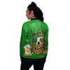 Beer And Clover St. Patrick's Day Print Women's Bomber Jacket-grizzshop