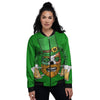 Beer And Clover St. Patrick's Day Print Women's Bomber Jacket-grizzshop