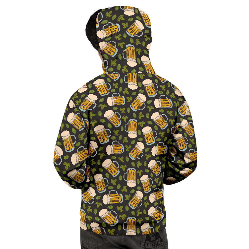 Beer And Hop Cone Leaf Print Pattern Men's Hoodie-grizzshop