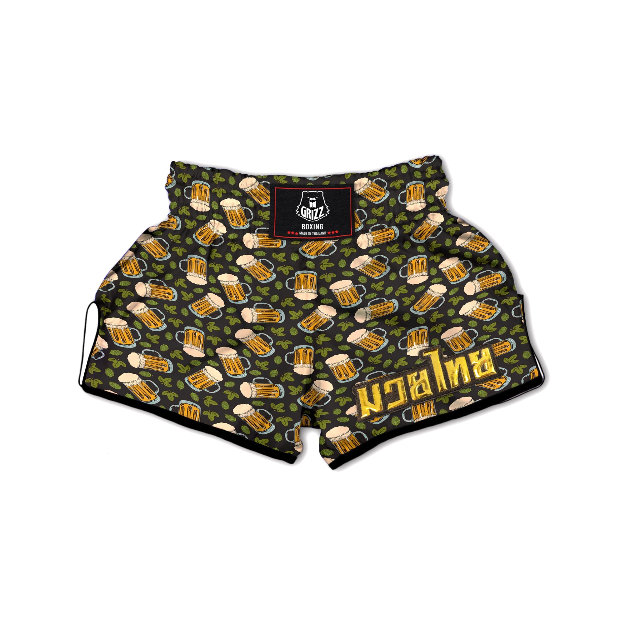 Beer And Hop Cone Leaf Print Pattern Muay Thai Boxing Shorts-grizzshop