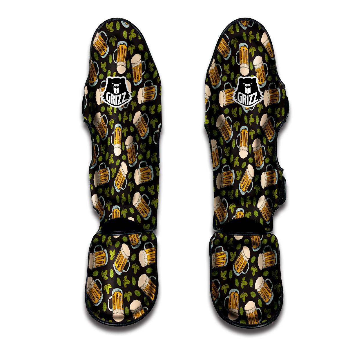 Beer And Hop Cone Leaf Print Pattern Muay Thai Shin Guards-grizzshop