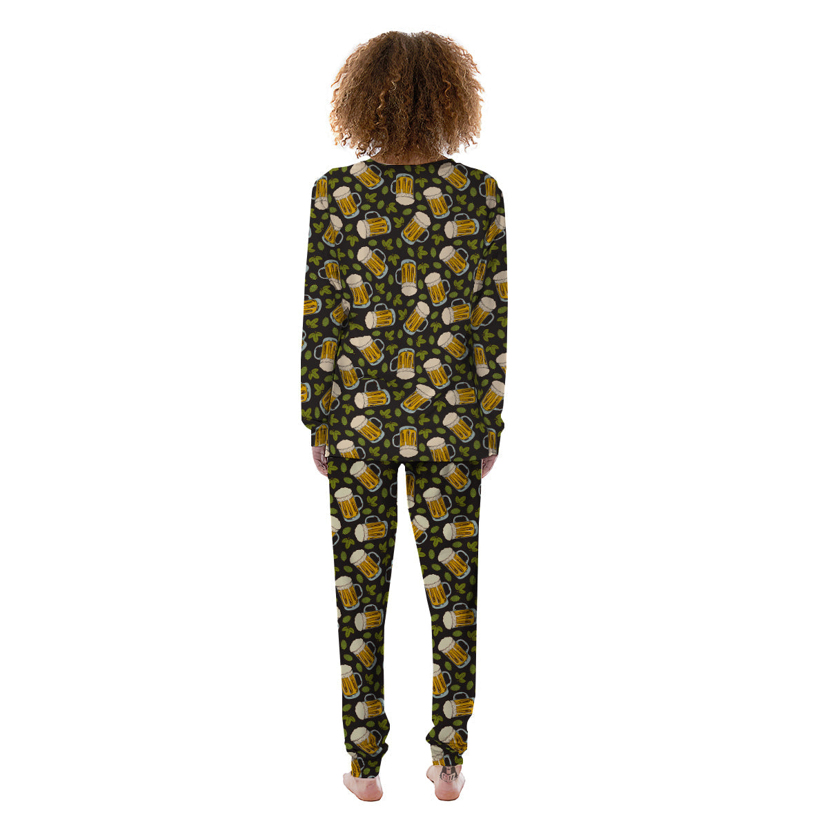 Beer And Hop Cone Leaf Print Pattern Women's Pajamas-grizzshop