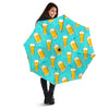 Beer Blue Pattern Print Automatic Foldable Umbrella-grizzshop