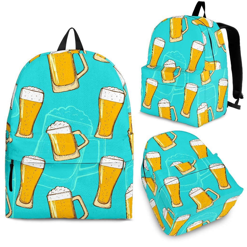 Beer Blue Pattern Print Backpack-grizzshop