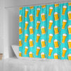 Beer Blue Pattern Print Bathroom Shower Curtain-grizzshop