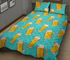 Beer Blue Pattern Print Bed Set Quilt-grizzshop