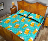 Beer Blue Pattern Print Bed Set Quilt-grizzshop