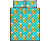 Beer Blue Pattern Print Bed Set Quilt-grizzshop